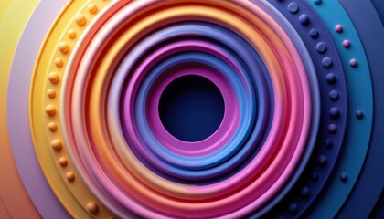 Fototapeta premium Artistic swirls of colorful circles abstract design digital graphics creative environment close-up view modern concept