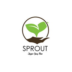 Sprout seed logo design template
