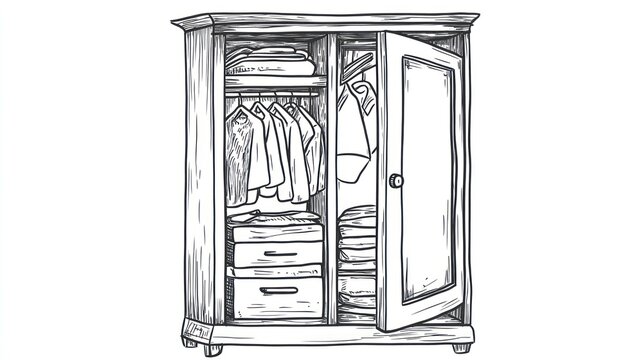 recommend clip art: Vintage wardrobe sketch, clothing, interior design