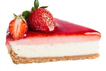 Strawberry cheesecake slice with glossy topping