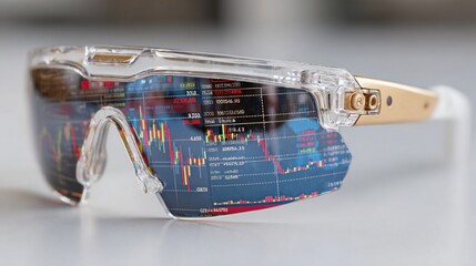 Futuristic glasses displaying stock market data (2)
