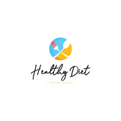 Healthy Diet Logo Template Vector on Isolated White Background
