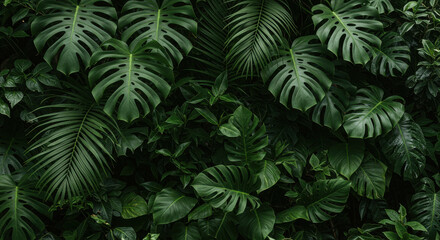 Lush Jungle: Monstera & Tropical Leaves - A Deep Green Forest Canopy, Perfect for Nature Lovers & Plant Decor!