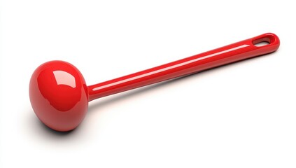 Vibrant red, long-handled, round-bowl kitchen utensil