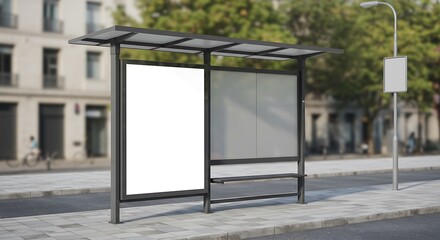Naklejka premium Blank bus stop advertising panels mockup