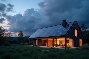 Modern Solar Powered House, Eco Friendly Sustainable Architecture, Clean Energy Living