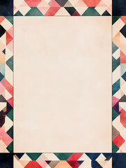 Abstract geometric design with a pastel background and colorful border. Perfect for invitations or announcements.