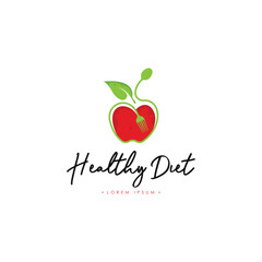 Healthy Diet Logo Template Vector on Isolated White Background