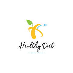Healthy Diet Logo Template Vector on Isolated White Background