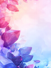 Dreamy pastel crystals sparkle against a soft, ethereal background. A magical, whimsical scene.