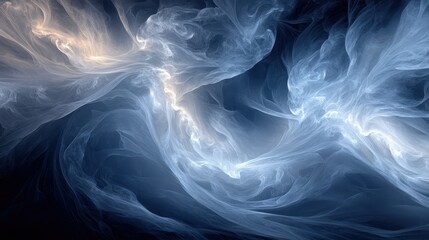 Fototapeta premium Abstract Blue Glowing Particle Swirls Digital Art Background