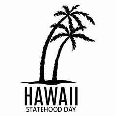 Ilustrasi vektor hari negara bagian Hawaii, dengan pohon palem