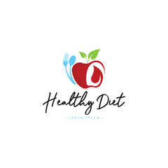 Healthy Diet Logo Template Vector on Isolated White Background