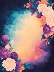 Vibrant floral arrangement against a dreamy, colorful background.  Soft hues and rich textures create a captivating image.