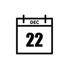 calender icon, 22 december icon with white background