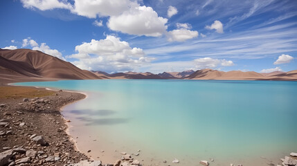 Scenery and mineralized lake of Ulungur Lake in Altay region of Xinjiang, China