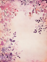 Delicate watercolor floral border in soft pink and purple hues. Perfect for invitations, cards, or backgrounds.