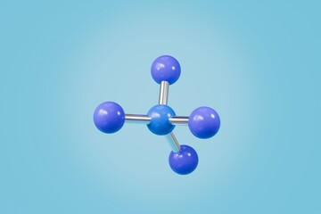 3d Molecule icon. Abstract atom structure. Science, education, research, innovation. Science concept. Minimal Cartoon Molecule with biology and chemical concept isolated on blue background. 3d render.