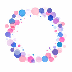 Abstract colorful bubbles forming a circular frame on a white background. Perfect for celebratory designs.