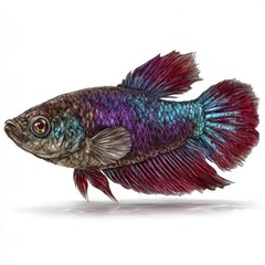 Fototapeta premium Purple and Red Betta Fish Illustration