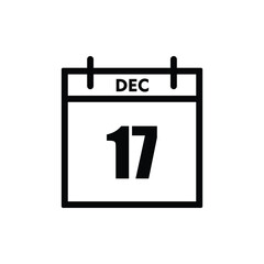 calender icon, 17 december icon with white background