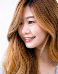 Naklejka premium 金髪長髪女性の横顔