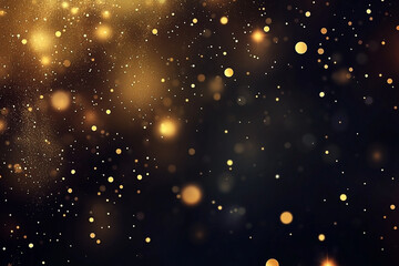 Obraz premium Golden particles floating in a dark space with a blurry background effect