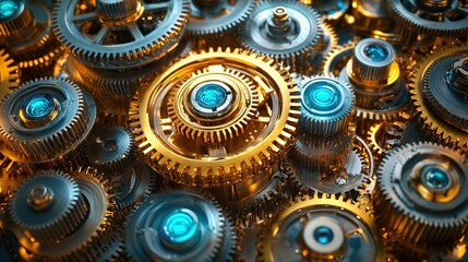 Interlocking gears, intricate mechanism