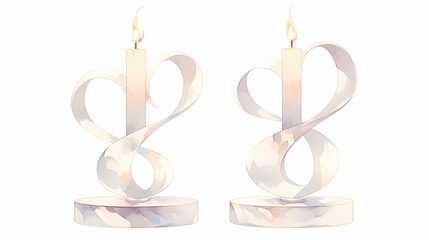 Pair of elegant candlesticks with a unique, swirling design.  The warm candlelight adds a touch of romance.
