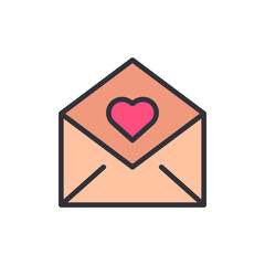 Peach Colored Envelope With Pink Heart Symbol For Expressing Love