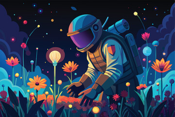 Solitary Astronaut's Marvelous Discovery of an Enigmatic Field of Luminescent Orbs