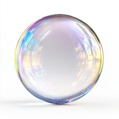 Iridescent Soap Bubble Sphere on White Background