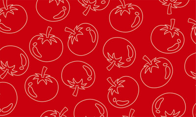 Seamless vector pattern of tomato outlines. tomato symbol. Tomato hand drawn doodle style seamless pattern for textile, cloth background, wallpaper, wrapping paper