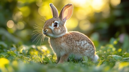 Adorable Bunny in Golden Hour Light