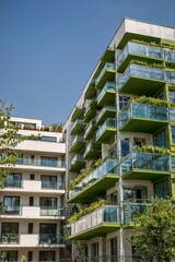 Modern Apartment Building with Green Balconies