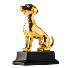 Golden Dog Shape Award Trophy Isolated on PNG Transparent Background
