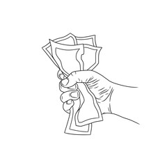 vector symbol hand holding banknotes