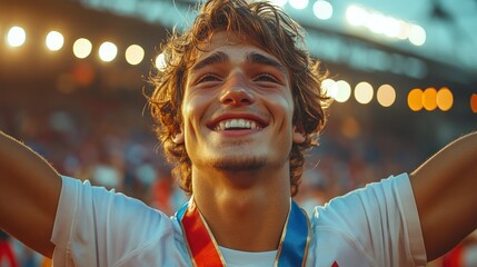 Triumphant Athlete: A Portrait of Joy and Victory