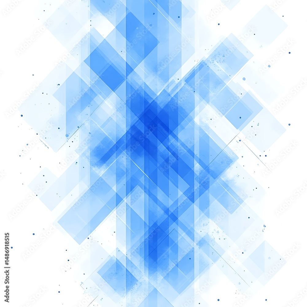 Poster abstract geometric pattern with light blue and white shapes. layered, overlapping shapes create a dy