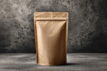 Kraft zip-lock pouch on a fabric background, adding texture for an organic aesthetic.