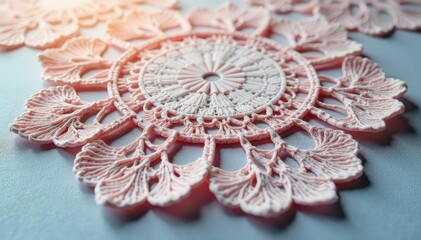 Obraz premium Intricate floral lace doily, delicate texture, art, craft