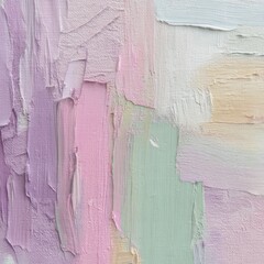 Soft pink, lavender, and mint strokes on canvas create a gentle, smooth design with subtle texture.
