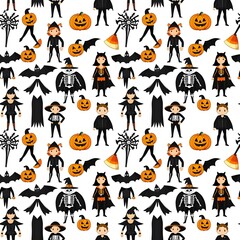 Obraz premium illustrated Halloween costumes in variety