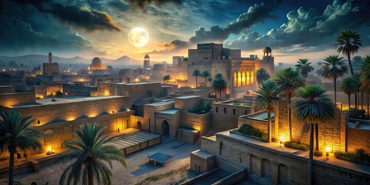 Low Light Iraq Photography: Night Scenes, Mesopotamian Architecture, Baghdad Streets, Ancient Ruins,  Iraqi Culture, Dark Photography, Nightlife, Urban Exploration,  Low-Key Lighting