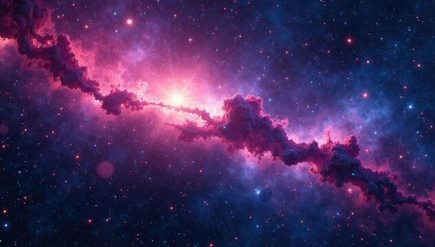 Stunning nebula in deep space, vibrant colors and cosmic dust , universe, cosmic rays, oxygen gas