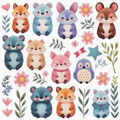 Naklejka premium set of funny animals