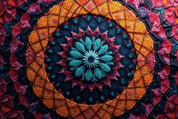 Intricate geometric textile with bold lines, high contrast, seamless, art, modern