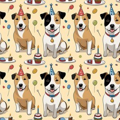 illustrated dogs at a birthday party