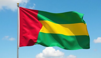 Guinea flag waving in the wind, vibrant colors , symbol of guinea, guinean flag