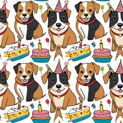 illustrated dogs at a birthday party